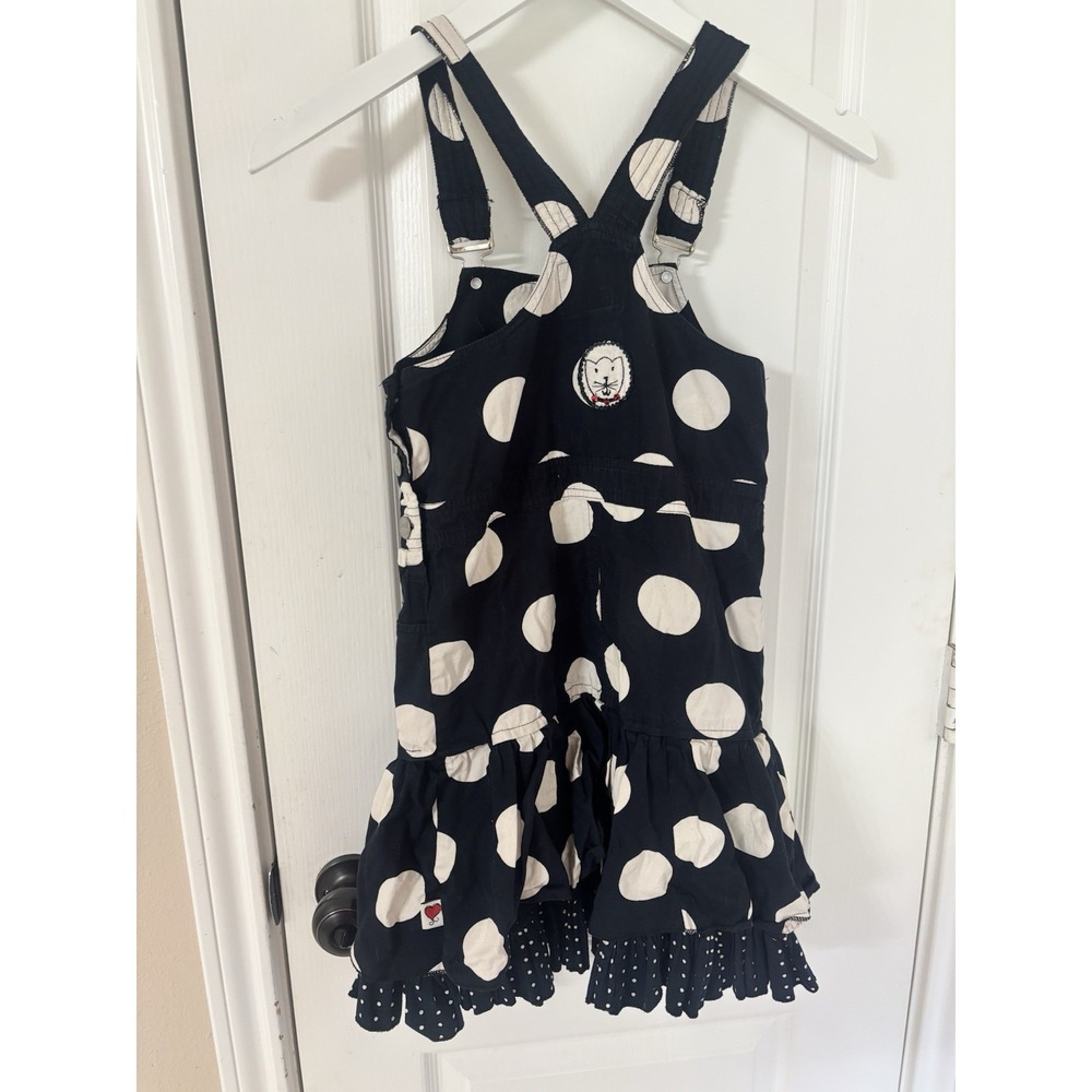 Mim Pi Girls Polka Dot Jumper Dress Size 8 128 Black White 100% Cotton Embroider - Picture 2 of 6
